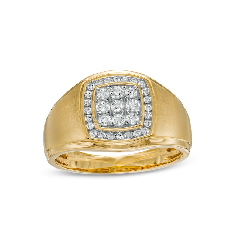 Men's 0.50 CT. T.W. Composite Cushion Diamond Satin-Finish Ring in 10K Gold|Peoples Jewellers