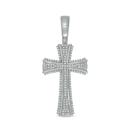0.50 CT. T.W. Diamond Edge Cross Necklace Charm in 10K White Gold