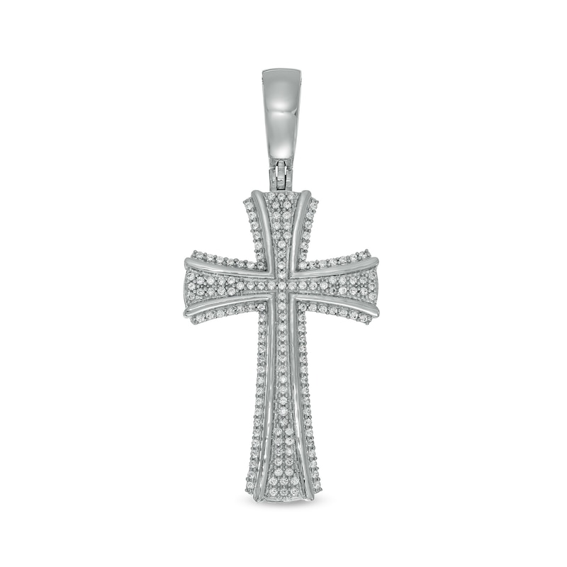 Men's 0.50 CT. T.W. Diamond Edge Cross Necklace Charm in 10K White Gold