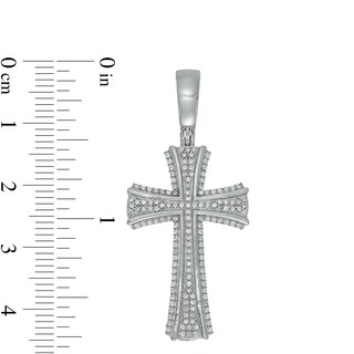 Men's 0.50 CT. T.W. Diamond Edge Cross Necklace Charm in 10K White Gold