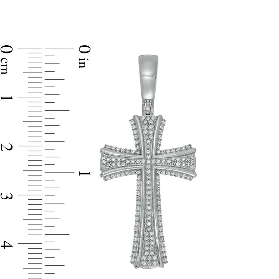 Men's 0.50 CT. T.W. Diamond Edge Cross Necklace Charm in 10K White Gold