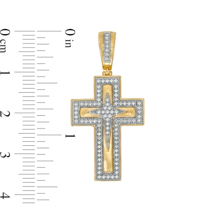 Men's 0.25 CT. T.W. Diamond Stacked Multi-Style Cross Necklace Charm in 10K Gold