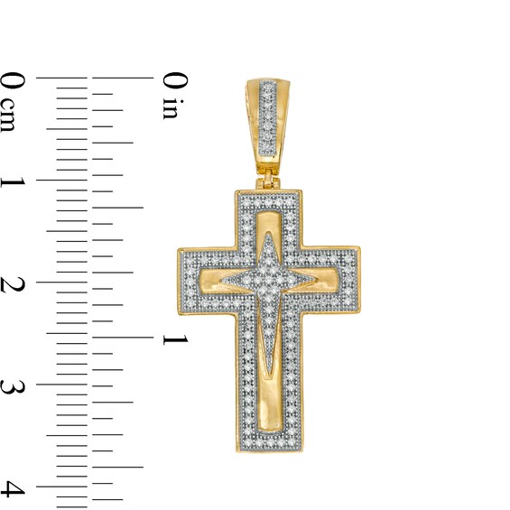 Men's 0.25 CT. T.W. Diamond Stacked Multi-Style Cross Necklace Charm in 10K Gold