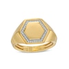Thumbnail Image 0 of Men's 0.10 CT. T.W. Diamond Hexagon Signet Ring in 10K Gold