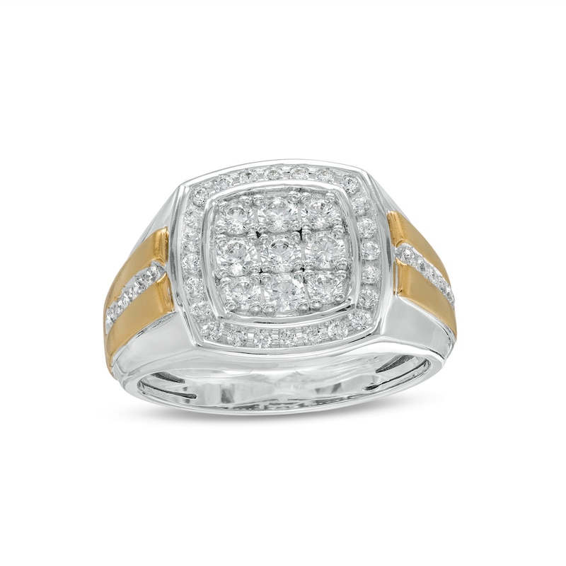 Men's 1.00 CT. T.W. Composite Cushion Diamond Frame Ring in 10K Two-Tone Gold|Peoples Jewellers