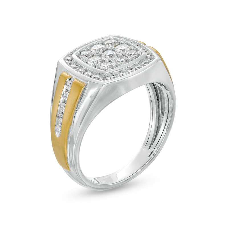 Men's 1.00 CT. T.W. Composite Cushion Diamond Frame Ring in 10K Two-Tone Gold