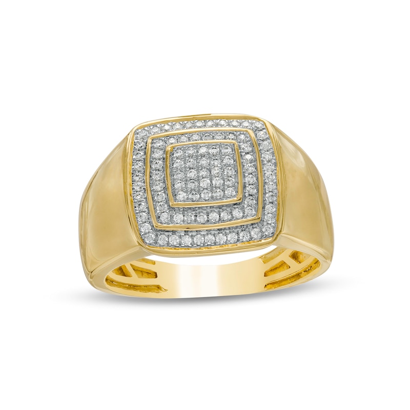 Men's 0.33 CT. T.W. Composite Cushion Diamond Stacked Double Frame Ring in 10K Gold|Peoples Jewellers