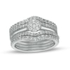 Thumbnail Image 0 of 1.00 CT. T.W. Diamond Frame Five Piece Contour Bridal Set in 10K White Gold (I/I2)