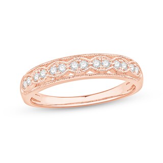 0.18 CT. T.W. Diamond Scallop Edge Anniversary Band in 10K Rose Gold