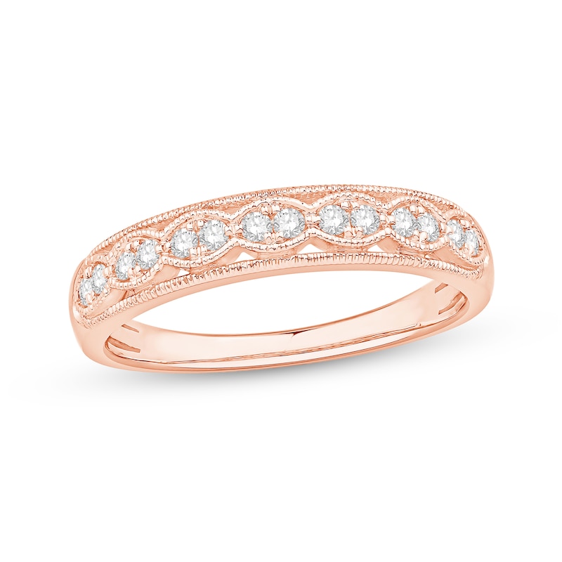 0.18 CT. T.W. Diamond Scallop Edge Anniversary Band in 10K Rose Gold|Peoples Jewellers