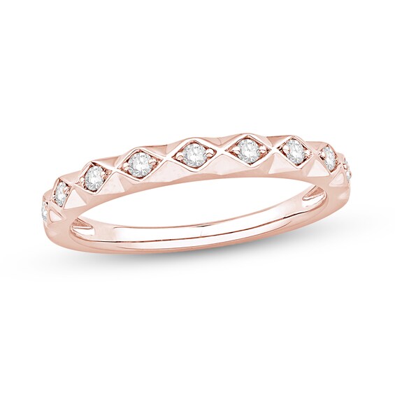0.15 CT. T.W. Diamond Textured Anniversary Band in 10K Rose Gold