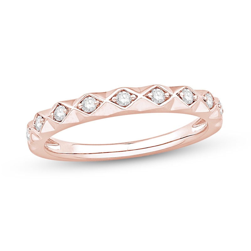 0.15 CT. T.W. Diamond Textured Anniversary Band in 10K Rose Gold