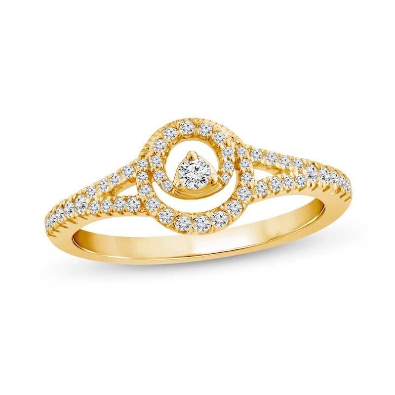 0.25 CT. T.W. Diamond Double Circle Split Shank Ring in 10K Gold