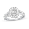 Thumbnail Image 0 of 0.95 CT. T.W. Composite Emerald-Shaped Diamond Frame Split Shank Engagement Ring in 14K White Gold
