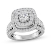 Thumbnail Image 0 of 2.00 CT. T.W. Diamond Double Cushion-Shaped Frame Triple Row Engagement Ring in 14K White Gold