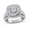 Thumbnail Image 0 of 2.00 CT. T.W. Diamond Double Cushion-Shaped Frame Triple Row Engagement Ring in 14K White Gold