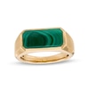 Thumbnail Image 0 of Men's Sideways Rectangle Malachite Ring in 10K Gold - Size 10