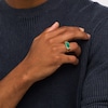 Thumbnail Image 1 of Men's Sideways Rectangle Malachite Ring in 10K Gold - Size 10