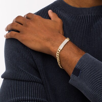 Men's 2.00 CT. T.W. Diamond ID Bracelet in 10K Gold - 8.5"