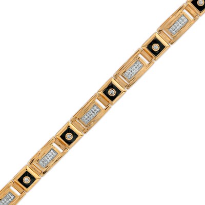 Men's 0.50 CT. T.W. Diamond Black Ceramic Link Bracelet in 10K Gold - 8.5"