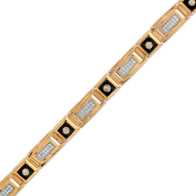 Men's 0.50 CT. T.W. Diamond Black Ceramic Link Bracelet in 10K Gold - 8.5"|Peoples Jewellers