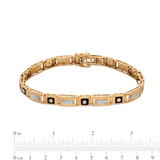 Men's 0.50 CT. T.W. Diamond Black Ceramic Link Bracelet in 10K Gold - 8.5"