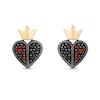 Disney Treasures Alice in Wonderland Garnet and 0.085 CT. T.W. Diamond Stud Earrings in Sterling Silver and 10K Gold