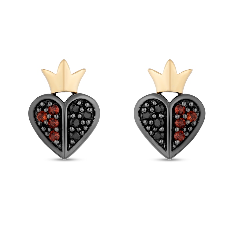 Disney Treasures Alice in Wonderland Garnet and 0.085 CT. T.W. Diamond Stud Earrings in Sterling Silver and 10K Gold|Peoples Jewellers