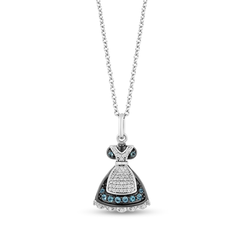 Disney Treasures Alice in Wonderland London Blue Topaz and 0.085 CT. T.W. Diamond Dress Pendant in Sterling Silver|Peoples Jewellers