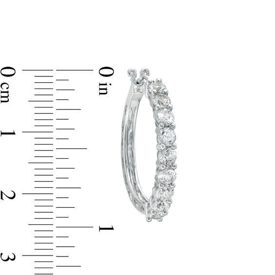 White Lab-Created Sapphire Hoop Earrings in Sterling Silver