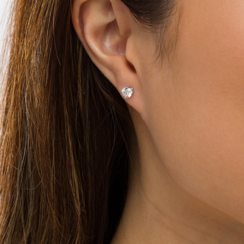 Main Image 2 of 1.00 CT. T.W. Certified Lab-Grown Diamond Stud Earrings in 10K White Gold (I/SI2)