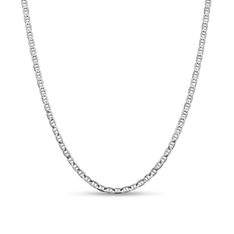 3.75mm Solid Mariner Chain Necklace in 14K White Gold - 20"