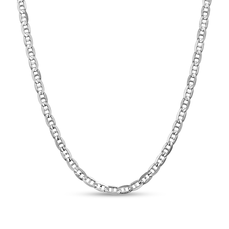 5.25mm Solid Mariner Chain Necklace in 14K White Gold - 24"
