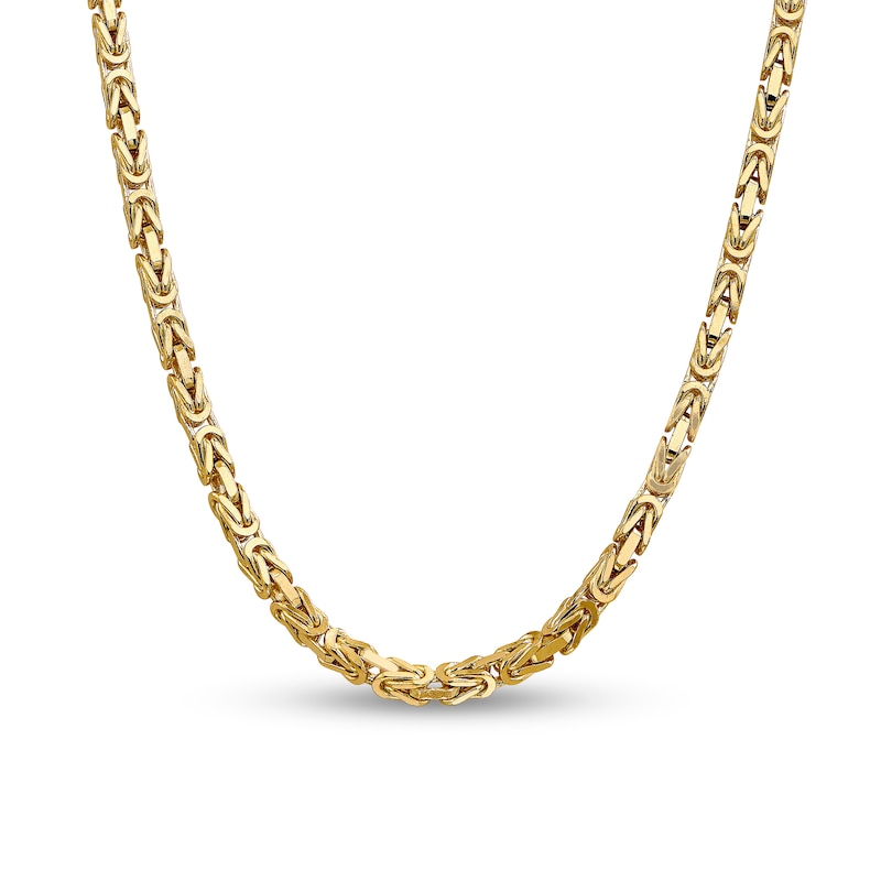 5.25mm Byzantine Chain Necklace in Solid 14K Gold - 26"