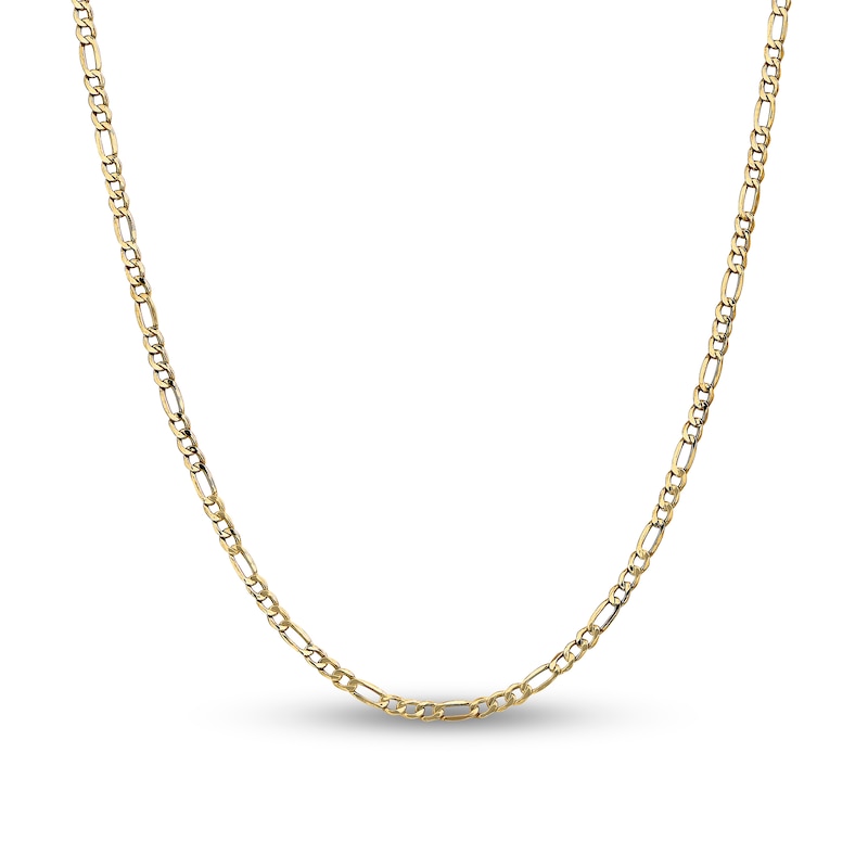 3.5mm Figaro Chain Necklace in Hollow 14K Gold - 28"