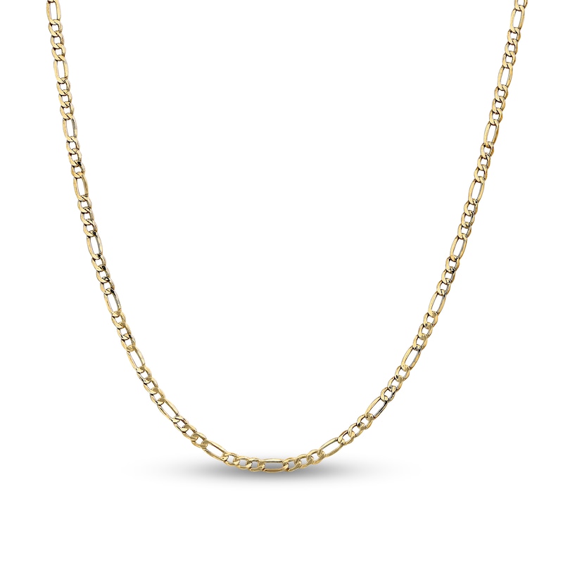 3.5mm Figaro Chain Necklace in Hollow 14K Gold - 30"