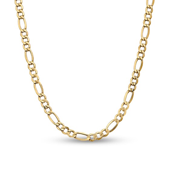 7.3mm Figaro Chain Necklace in Hollow 14K Gold