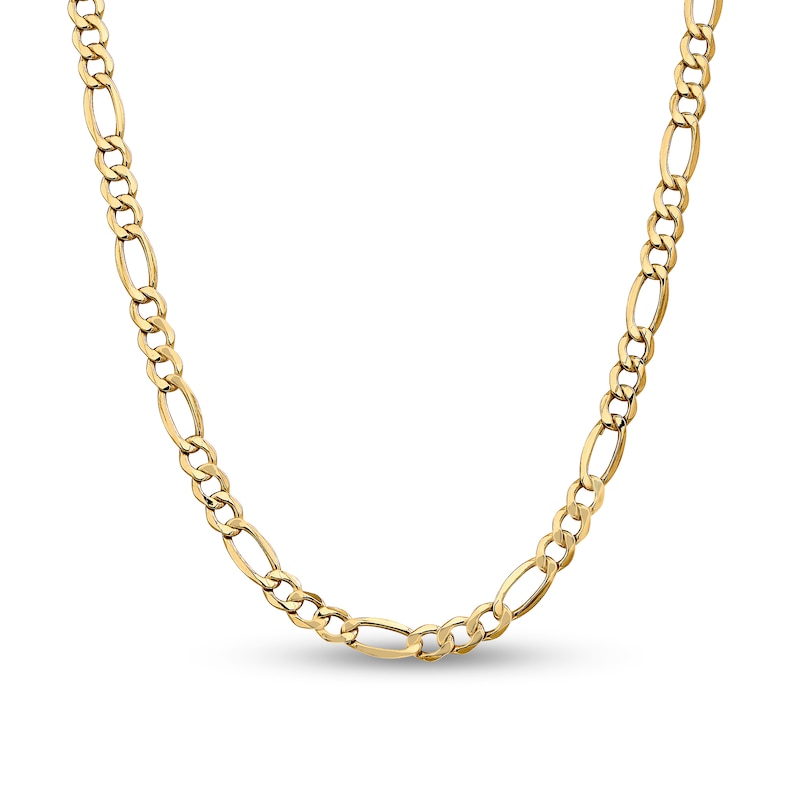7.3mm Semi-Solid Figaro Chain Necklace in 14K Gold - 18"