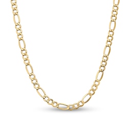 7.3mm Figaro Chain Necklace in Hollow 14K Gold - 22"