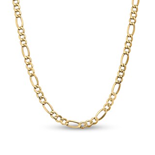 7.3mm Figaro Chain Necklace in Hollow 14K Gold
