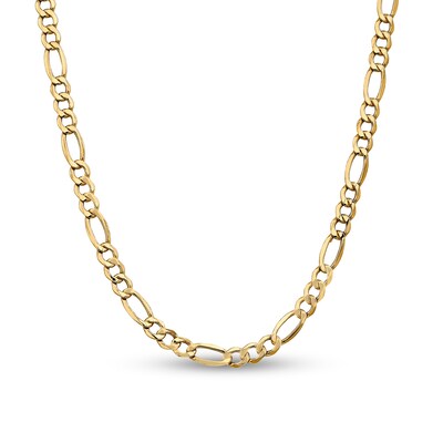 7.3mm Figaro Chain Necklace in Hollow 14K Gold