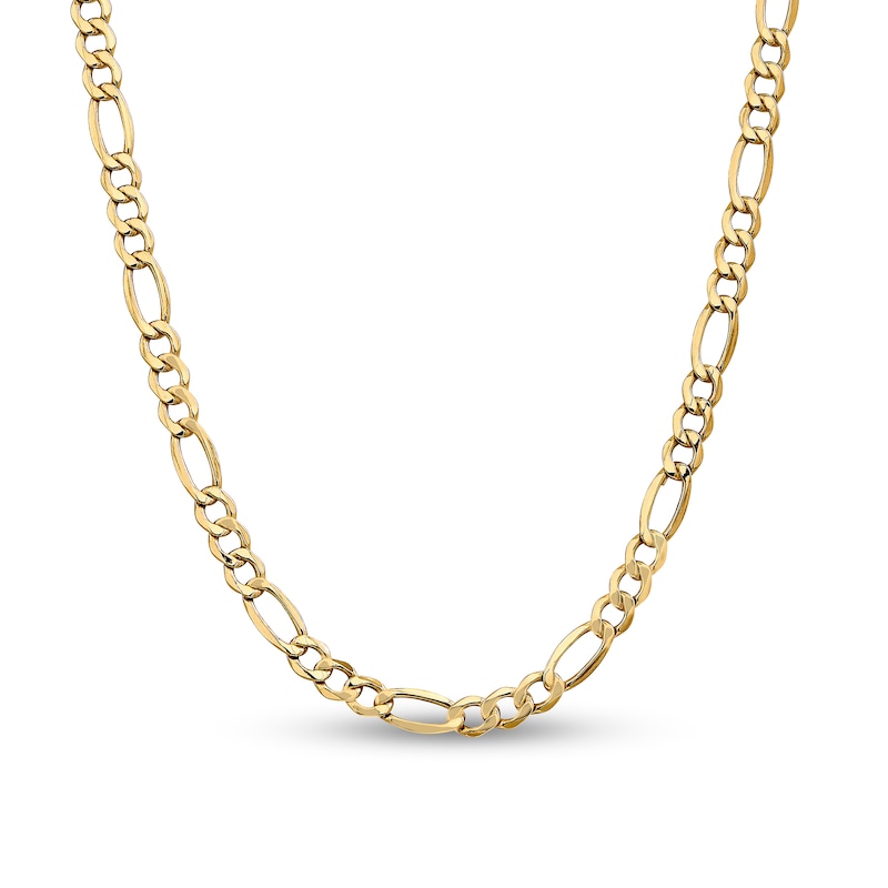 7.3mm Figaro Chain Necklace in Hollow 14K Gold - 22"