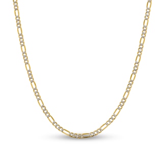 3.9mm Diamond-Cut Figaro Chain Necklace in Hollow 14K Two-Tone Gold