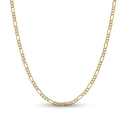 3.9mm Diamond-Cut Figaro Chain Necklace in Hollow 14K Two-Tone Gold