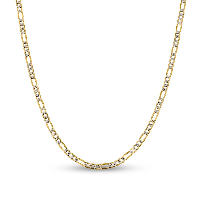 3.9mm Diamond-Cut Figaro Chain Necklace in Hollow 14K Two-Tone Gold - 18"