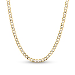 6.75mm Diamond-Cut Curb Chain Necklace in Hollow 14K Two-Tone Gold - 22"