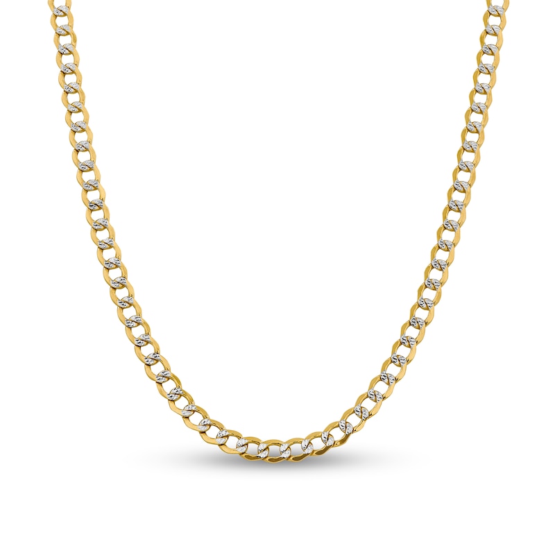 6.75mm Diamond-Cut Curb Chain Necklace in Hollow 14K Two-Tone Gold - 22"