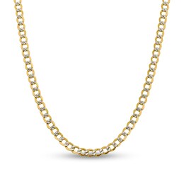 6.75mm Diamond-Cut Semi-Solid Curb Chain Necklace in 14K Two-Tone Gold - 26&quot;