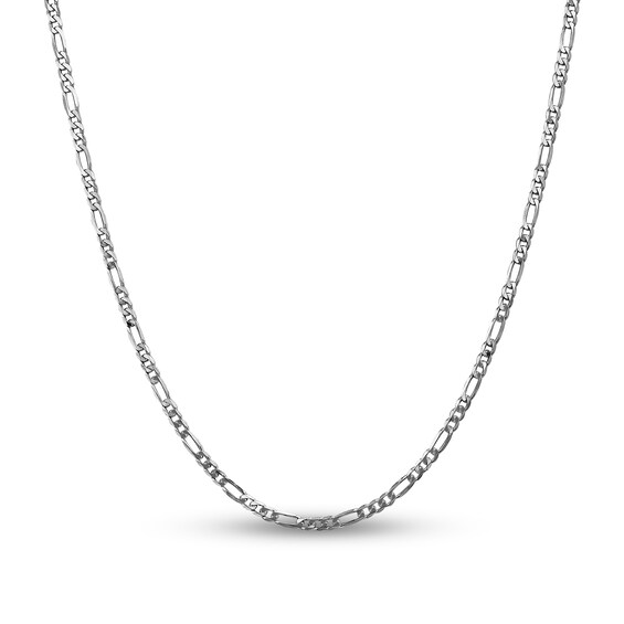 3.0mm Figaro Chain Necklace in Solid 14K White Gold