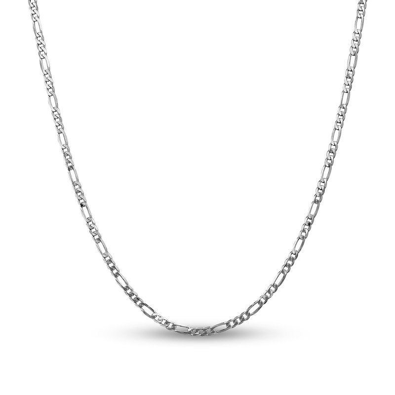 3.0mm Figaro Chain Necklace in Solid 14K White Gold